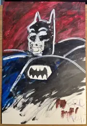 ERIC TALBOT (TMNT) ***ORIGINAL PAINTING*** 1993 - BATMAN IMAGE 15x22 MIXED MEDIA