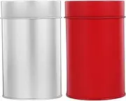 IMIKEYA 2pcs Airtight Tea Tin Tinplate Tea Sugar Storage Canister Wide Mouth for Kitchen Storage