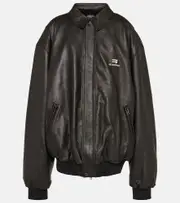 [Balenciaga] Balenciaga Oversized leather bomber jacket AU 12 black