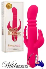NEW California Exotic Jack Rabbit Triple Fantasy 9.5 inch Heated Rabbit Vibrator