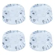 4x Acrylic Bass Guitar Knobs Volume Tone Control Knobs Transparent Black numbers