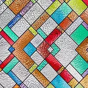SUNBABY Stained Glass Window Privacy Film, Decorative Windows Clings, 3D Gothic Rainbow Window Coverings,UV Sun Blocking Static Decals for Home Bathroom Door(17.5 x 118.1Inch)