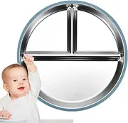 Stainless Steel Kids Plates - Divided Plates for Kids, Dishes Dishwasher Safe Food Tray | Silicone Non-Stick Metal Dishes Portion Control Plate for Home School, 9.25x9.25x1.18 Inches