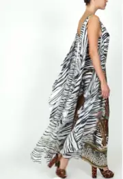 NEW $799 CAMILLA COSMIC CONFLICT V-NECK DRESS WITH OVERLAYER SILK CRYSTALS