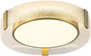Creative Round Full Copper Glass LED Flush Mount Ceiling Light, 3 Color Temperatures Ceiling Lamp, Acrylic Lamp Shade, Surface Mount Ceiling Light Fixture