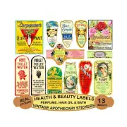 Elegant Perfume, Bath & Cologne Stickers, Bathroom Décor, Cut & Peel Sheet, 851