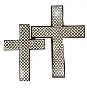 Zohi Interiors Bone Inlay Quatrefoil Design Cross