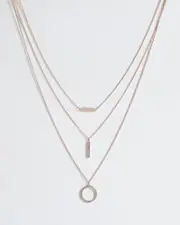 Rose Gold Diamante Pendant Layered Necklace