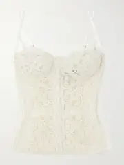 [Kiki de Montparnasse] Kiki de Montparnasse - Lola Embroidered Tulle Underwired Bustier Top - Ivory - x small x small Ivory