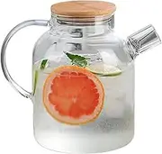 High Borosilicate Glass Water Pitcher with Filter, 1800ml Jug for Drinks Tea Coffee, Heat Resistant,