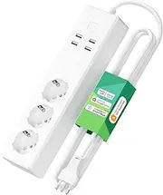 meross Italiana Smart Alexa Multiple Socket Wi-Fi Intelligent Socket with 3 AC Sockets 4 USB Ports Smart USB Overload Protection Compatible with Meross App, Smartthings and Google Assistant