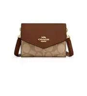 Coach Mini Envelope Wallet With Strap In Signature Canvas.