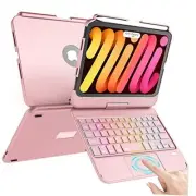 Keyboard Case for iPad Mini 7 & Mini 6,7 Color Backlit Trackpad Rose Gold
