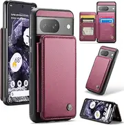 [ELEPIK] for Google Pixel 8A Case with Card Holder, Kickstand [4 Card/Cash Holder] [for Women & Men] [Durable PU Leather] Magnetic Wallet Phone Cover for Pixel 8A, Fashion Red