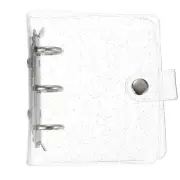 Mini Binder Cover, 4 Inch PVC 3 Ring Binder Cover with Snap Button, Silver