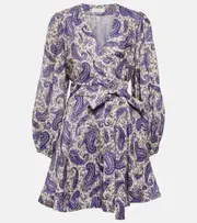 [Zimmermann] Zimmermann Paisley linen wrap minidress AU 6 purple