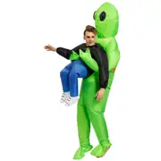 Scary Halloween Green Alien Inflatable Kid Costume Blow up Suits Party Dress