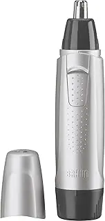 Braun Ear and Nose Hair Trimmer for Men and Women, Battery Operated Electric Groomer, Black/Silver, AA Battery Included