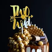Gold Acrylic 'Two Wild' Arrow Cake Topper