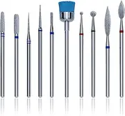 10PCS Nail Drill Bits Set, 2.35mm Hardened Steel Drill Bits for Nails, 3/32 Tungsten Carbide Nail File Drill Bits, Cuticle Nail Grinding Polishing Polisher Heads Kit for Manicure Pedicure Home Salon (10PCS)