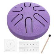 Steel Tongue Drum, 3 Inch 6 Notes Mini Steel Hand Drums (Purple)