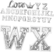 Gadpiparty 56pcs Alphabet Iron on Patches Plastic Sequin Embroidered Letter Patches for Clothing Hats Jeans Socks DIY Accessories A-z Letter Set