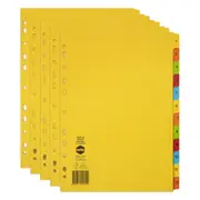 5x Marbig Brights 1-12 Tab Manilla A4 Ring Binder Divider Indices Page Organiser