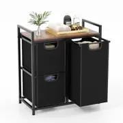 Giantex Laundry Hamper Dirty Clothes Basket Organiser w/3 Removable Bags Laundry Sorter Black