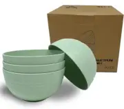 Wheat Straw Bowls, Unbreakable Dinnerware Set, Green 26 oz, 4Pack