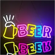 Hanging Art Neon Signs Beer Neon Sign LED Lights For Wall Decor Lamp For Home Bar Restaurant Man Cave Cafe Bistro Club Party Sign Illuminated 42cmx22cm