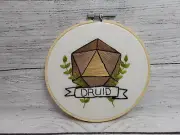 D&D Handmade Druid Finished Framed Embroidery Wall Decor 6" Wood Hoop Complete