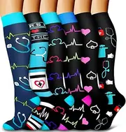 Bluemaple 6 Pack Copper Compression Socks for Women and Men Circulation-Best Support for Medical, Running,Nursing,Athletic
