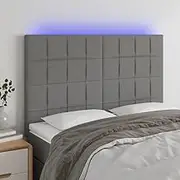 Bed Headboard LED, Beds Head Frame LED Headboard Dark Grey 144 cm Fabric