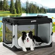 ZOMISIA Collapsible Dog Crate for Large Dogs - Portable Dog Travel Crate 36 Inch Soft Sided with Breathable Mesh Windows, Foldable Dog Kennel for Indoor and Outdoor, Grey