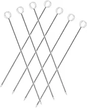VANZACK 7pcs Stainless Steel Cocktail Picks Long Fruit Sticks for Appetizers Reusable Metal Picks with Unique Shape Design for Parties Weddings and Celebrations