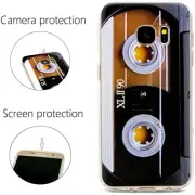 Case for Galaxy S7 Matte Finish with TPU Soft Bumper Retro Music Cassette Tape C