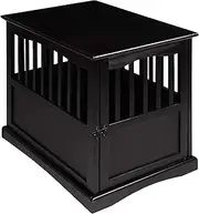 Casual Home Wooden Indoor Dog Crate House Kennel End Table Night Stand Furniture with Lockable Latch for Small to Medium Pets, Black