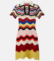 [La DoubleJ] La DoubleJ Chevron crochet cotton polo dress UK 16 multicoloured