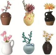 6PCS Cute Mini Ceramic Vase Magnets for Fridge Plants Refrigerator Decor DIY Kitchen Accessories Fridge Magnets Strong Ceramic Vase Decorative (A)