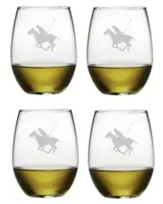 susquehanna Polo Pub Set of 4 21oz Stemless Wine Glasses