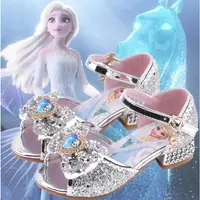 在飛比找蝦皮商城精選優惠-女童冰雪奇緣艾莎公主鞋小女孩水晶高跟涼鞋走秀秀