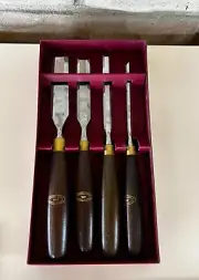 Vintage CROWN 4 PC. BENCH CHISEL SET Flattened and Sharpened on Tormek