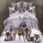 Snow Wolf Quilt Doona Cover Set Queen Bed Duvet Covers Pillow Cases Flat Sheet