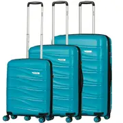 Delphin Wave Hardside 3 Piece Spinner Suitcase Set Turchese Blue