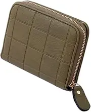 [WOFASHPURET] Women Girl Zipper Wallet Mini Purse for Cards Keys Coins Small Change Plaid Pu Leather Dark