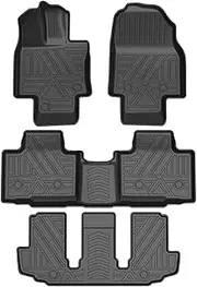 7 Seats Auto Car Floor Mats All-Weather TPE Foot Mats Pad Interior Accessories Compatible with Toyota Highlander XU70 2020-2023
