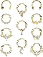 Jstyle16G Septum Rings Septum Jewelry Septum Piercing Jewelry Cute Snake Butterfly Septum Ring Daith Earrings