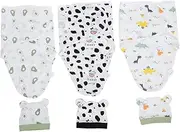 3Sets Swaddle Blankets with Hats Soft Cotton Newborn Wraps Multipurpose Sleeping Sacks for Nursery Use Cozy and Breathable Essentials for Boys