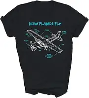 [Modern Supply Tee] How Planes Fly Funny Aviation Engineer Pilot Airplane Aircraft Engineering (2) Gift Unisex Shirt T-Shirt (Black;2XL)