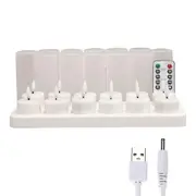 Flameless Candles with Remote Control & Charging Base, 12pcs USB Rechargeable Battery LED Tea Lights Candles White